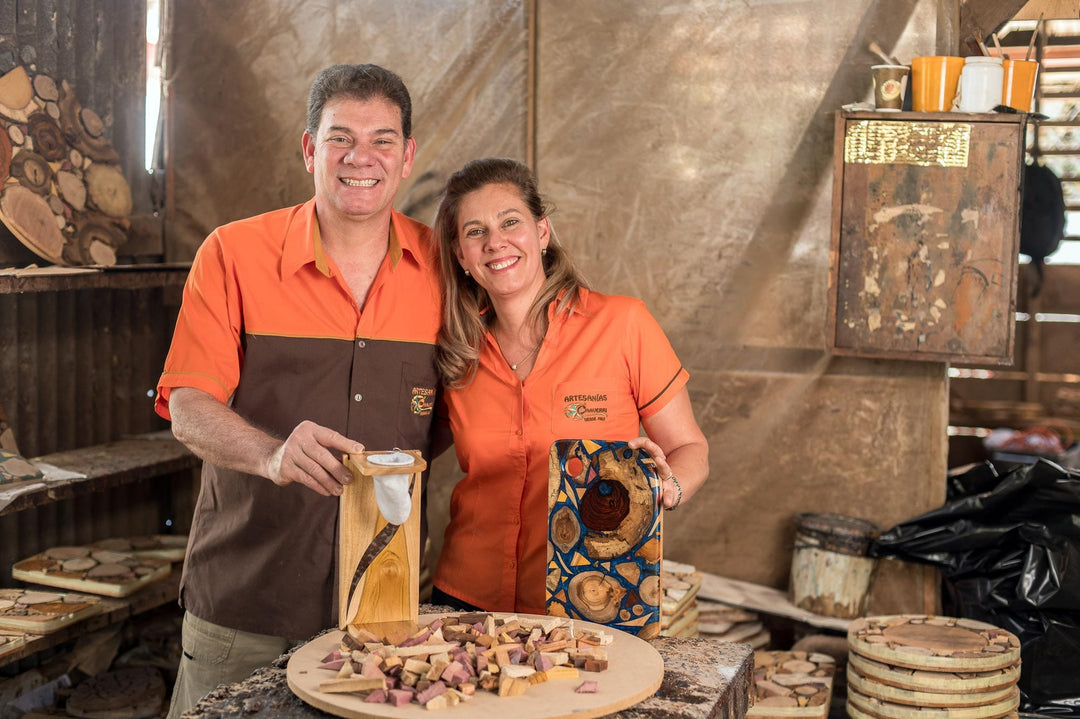 Natural Coffee Bean & Teak Wood Trivet from Costa Rica - Coffee Lover