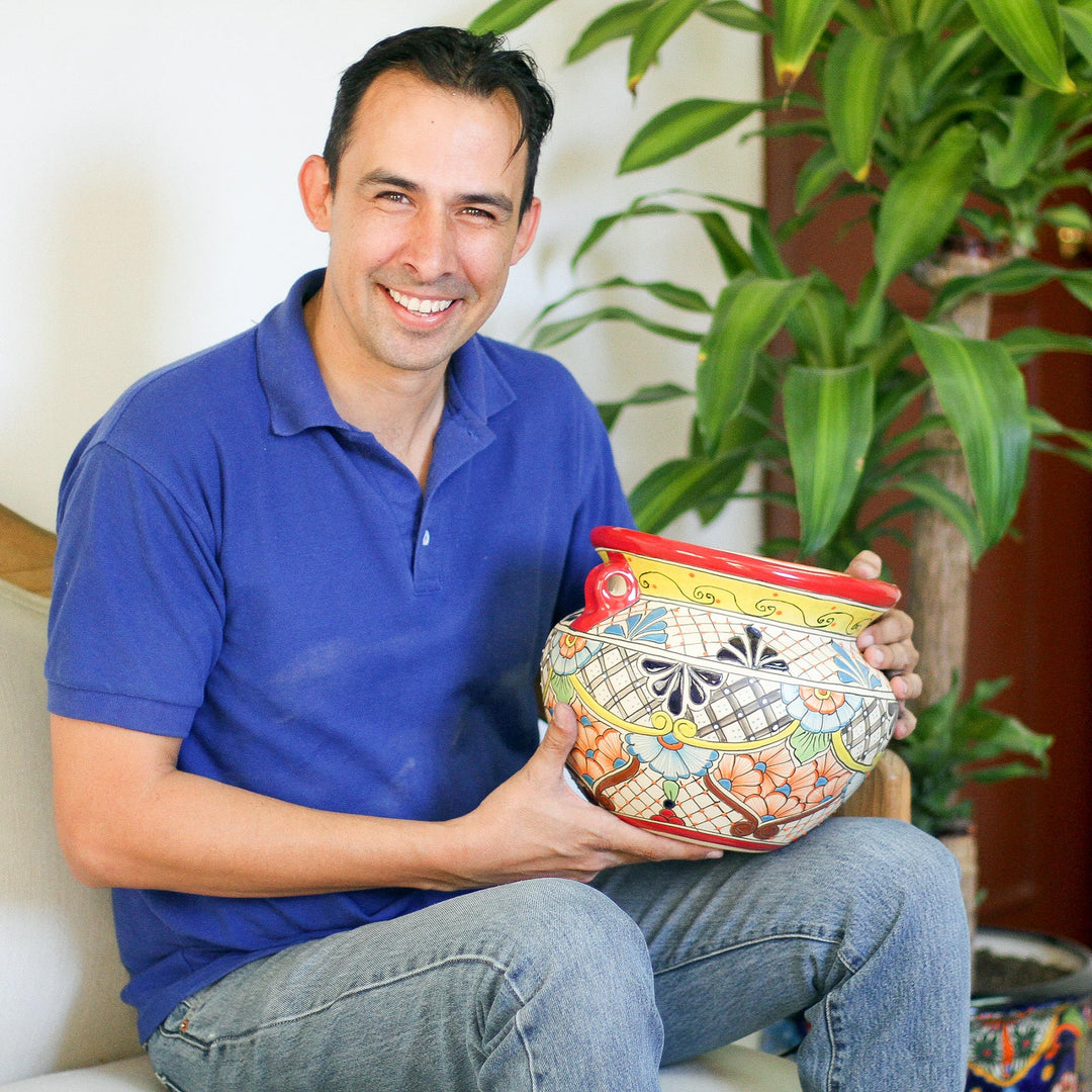 Handcrafted Ceramic Flower Pot Inspired by Frida Kahlo - Natural Frida