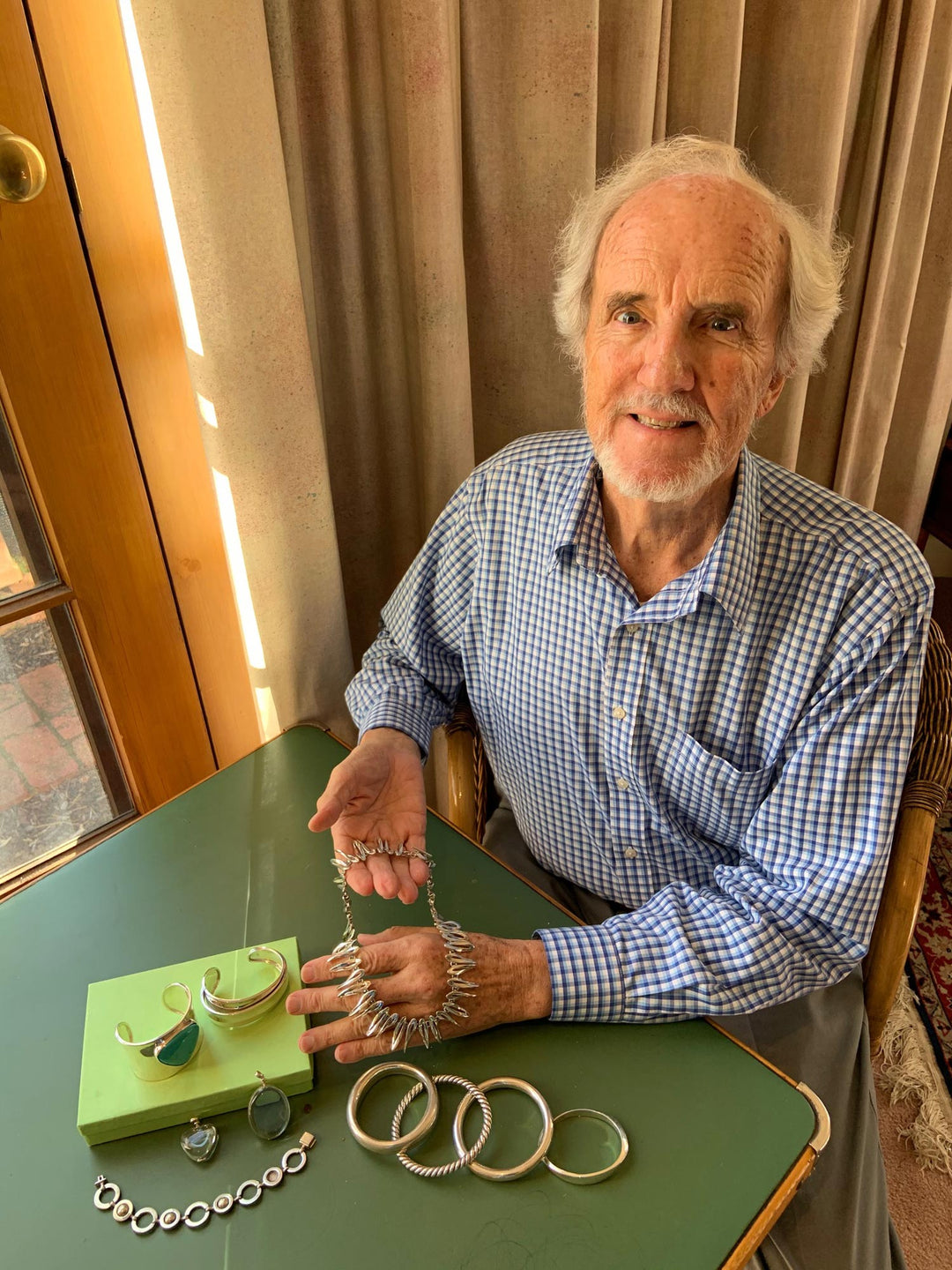 Modern Sterling Silver Bangle Bracelet from Mexico - Undulations