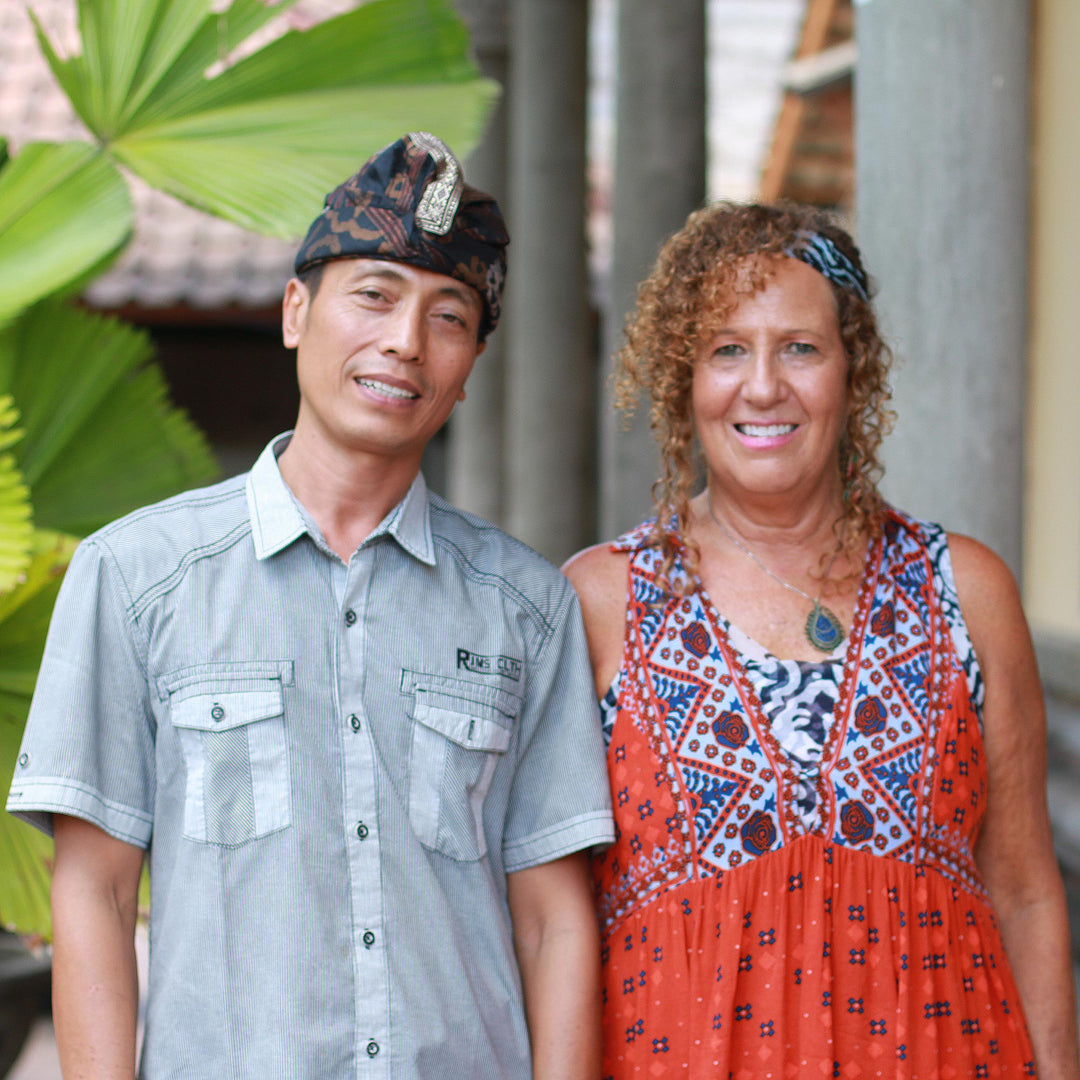 Blue and Purple Batik Rayon Tunic from Bali - Balinese Waters