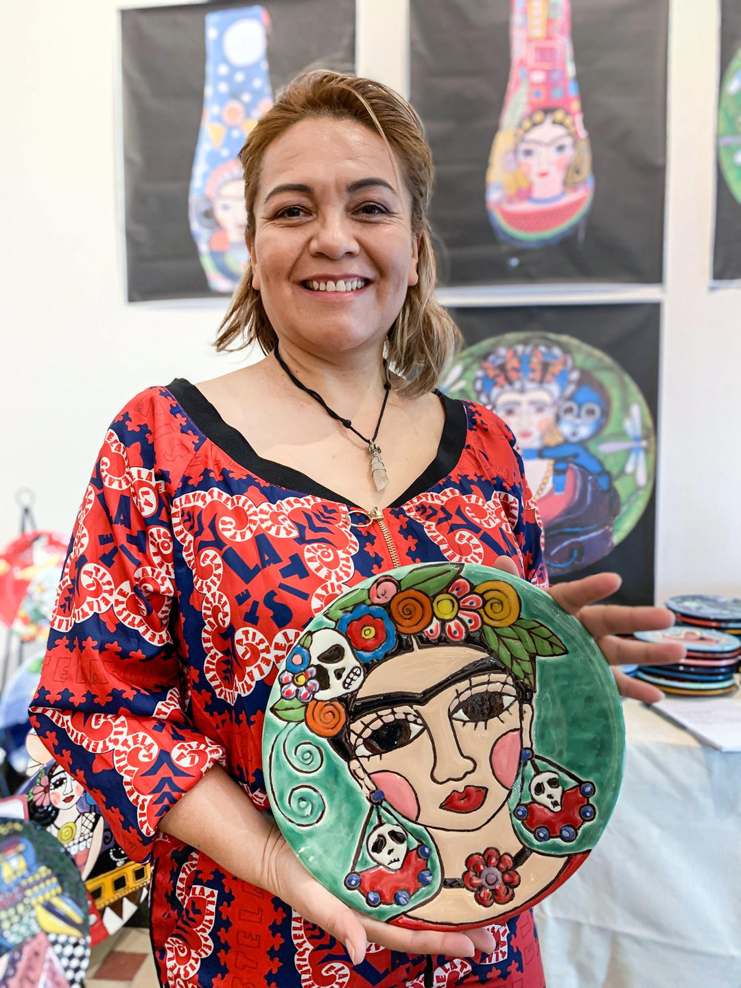 Maria Doll-Themed Ceramic Wall Art Crafted in Mexico - Lovely Maria Doll