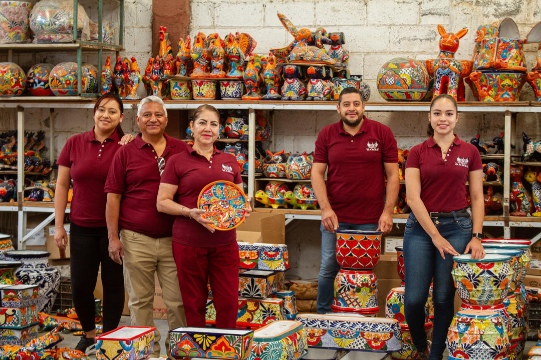 Floral Talavera-Style Ceramic Tealight Lantern from Mexico - Floral Sphere