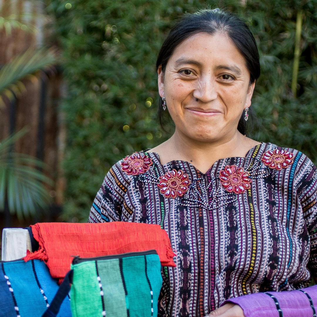 Striped Blue Cotton Sling Crafted in Guatemala - Blue Lake