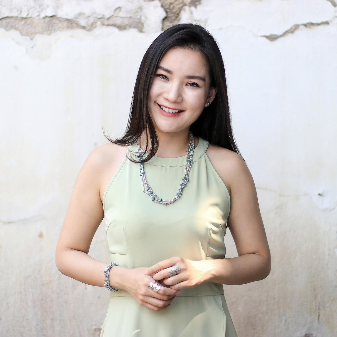 Thai Fish-Themed Karen Silver Good Fortune Charm Bracelet - Fish in Love