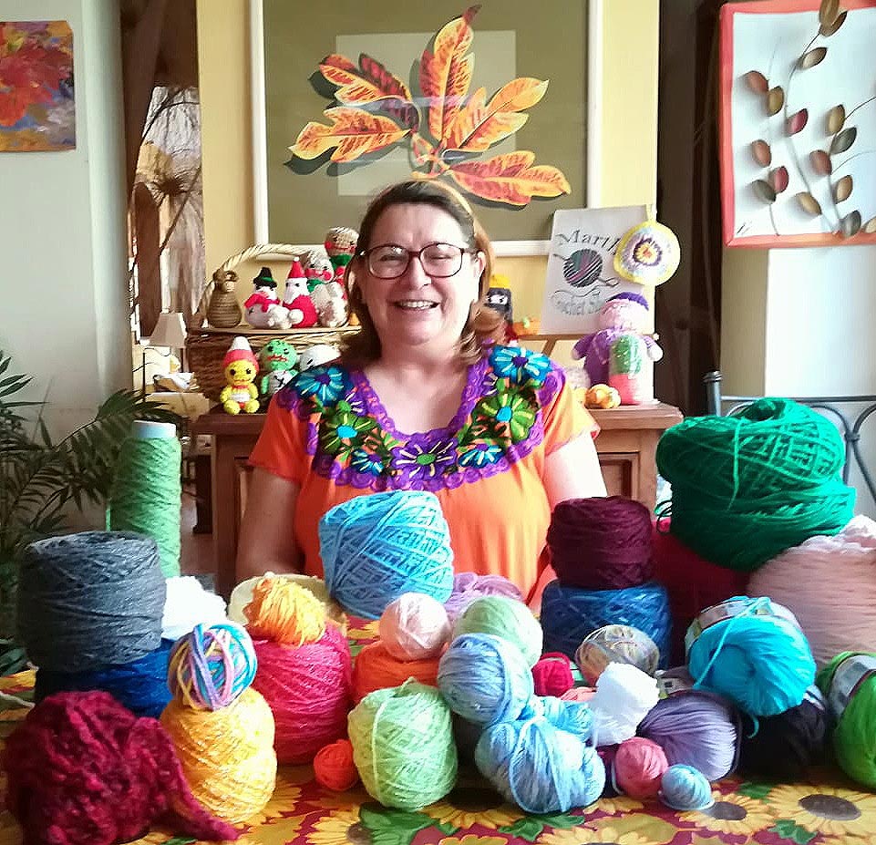 Set of 4 Frida Kahlo Crocheted Coasters from Mexico - Festive Frida