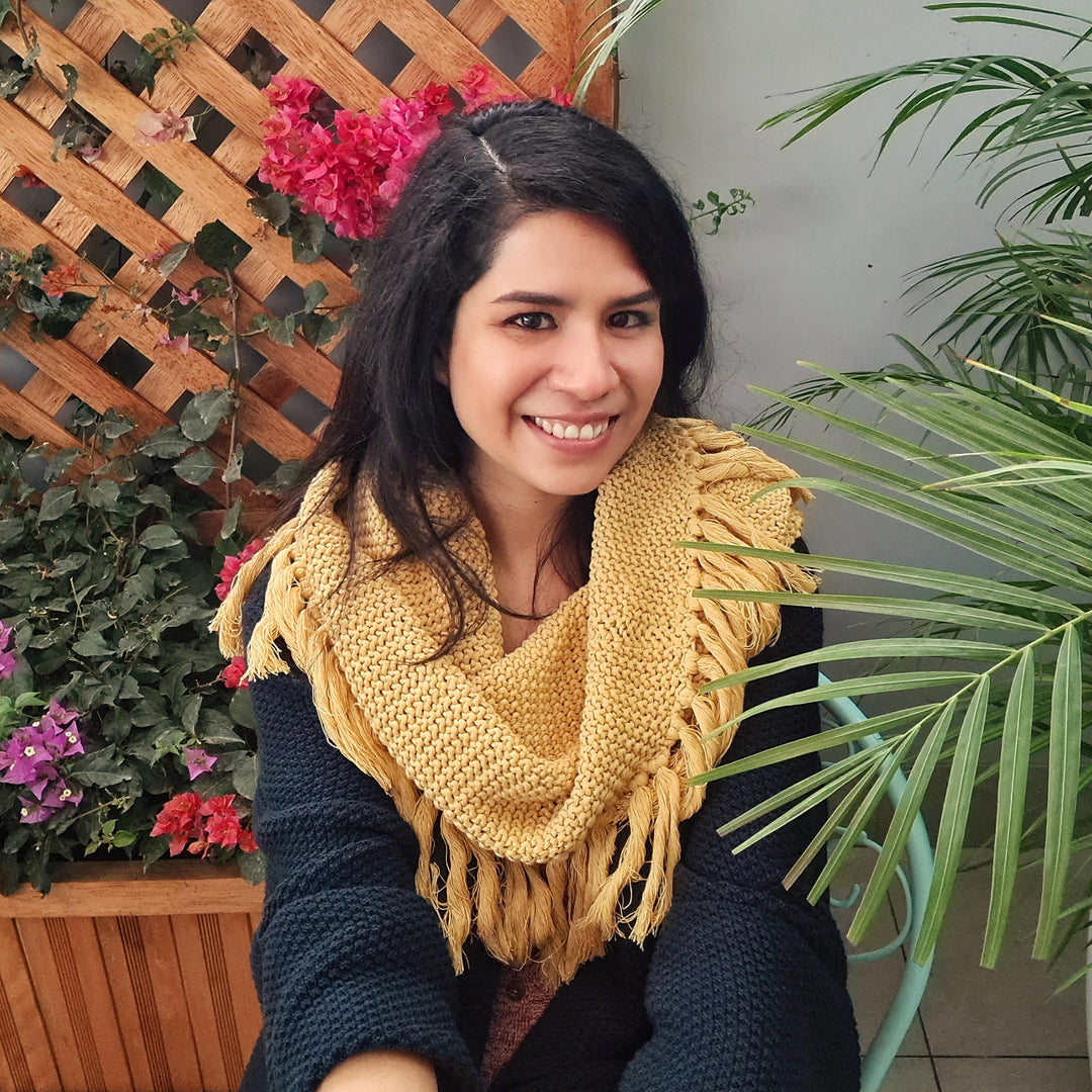 Organic Pima Cotton Textured Poncho in Sand Brown from Peru - Warmi Sands