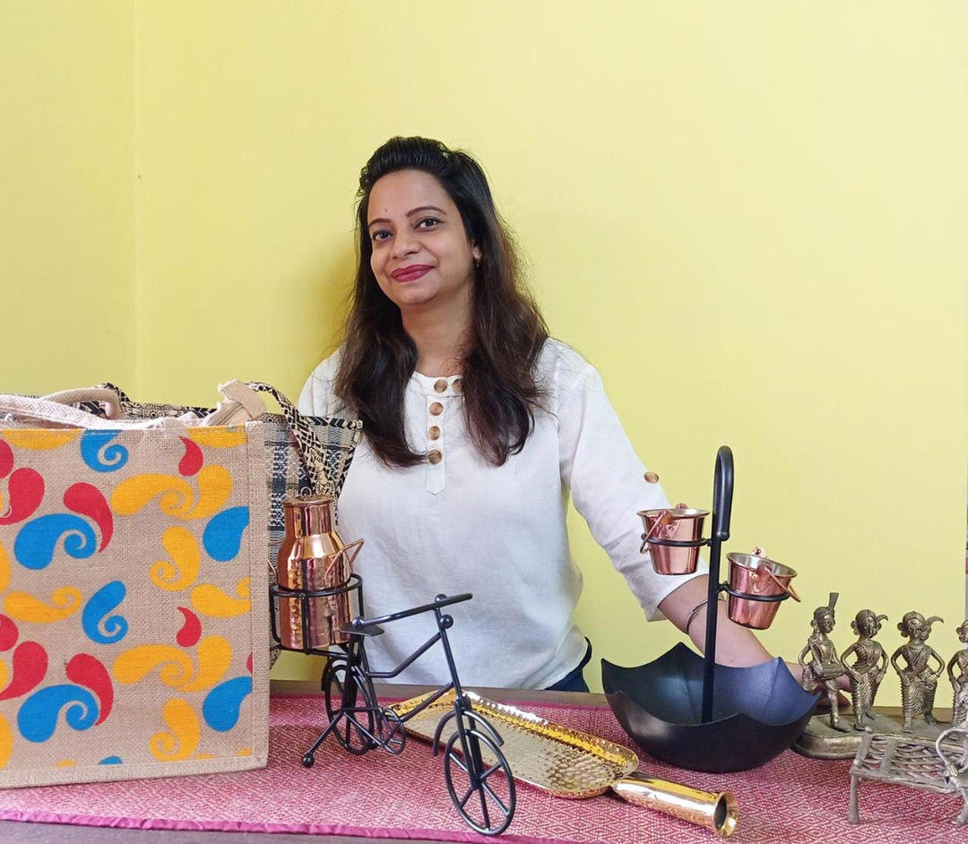 Jute and Cotton Blend Tote Bag Hand Crafted in India - A Tropical Paradise