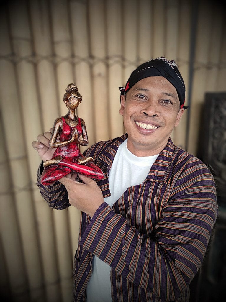 Folk Art Golden and Black Resin Sculpture of Javanese Woman - Glorious Dame