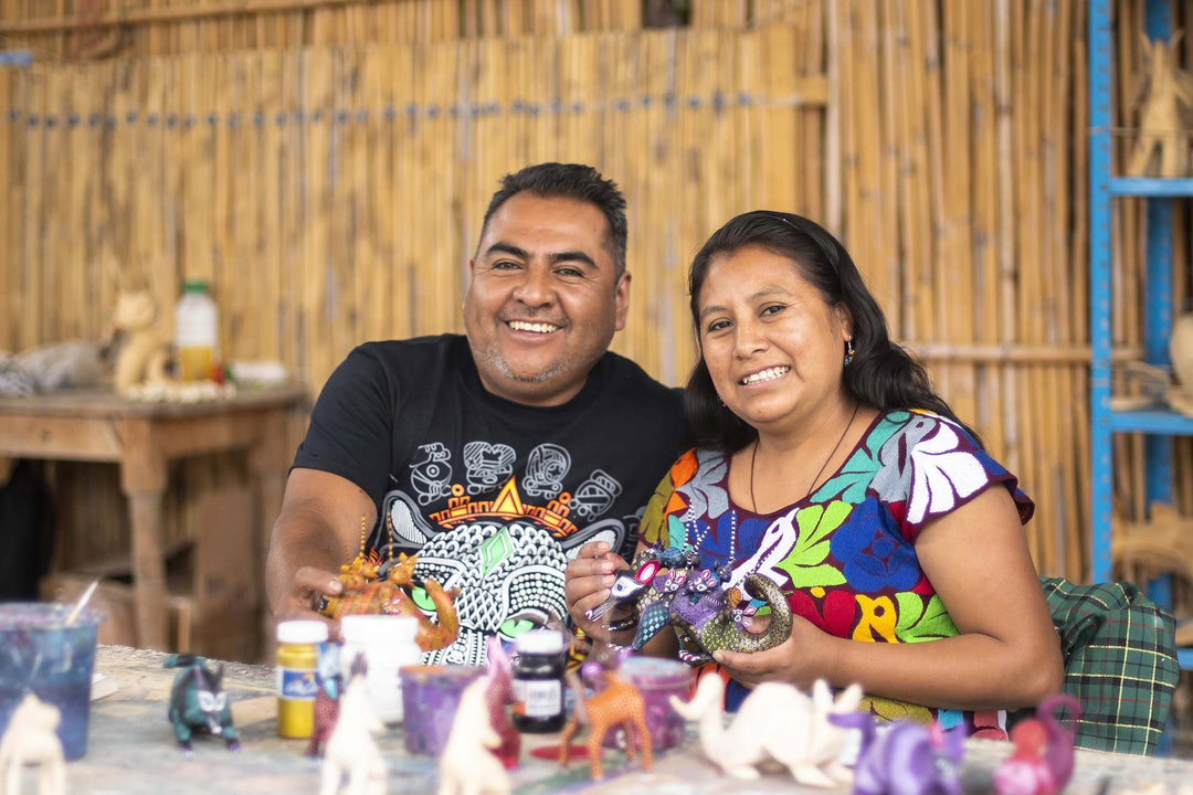 Handmade Copal Wood Alebrije - Green Deer