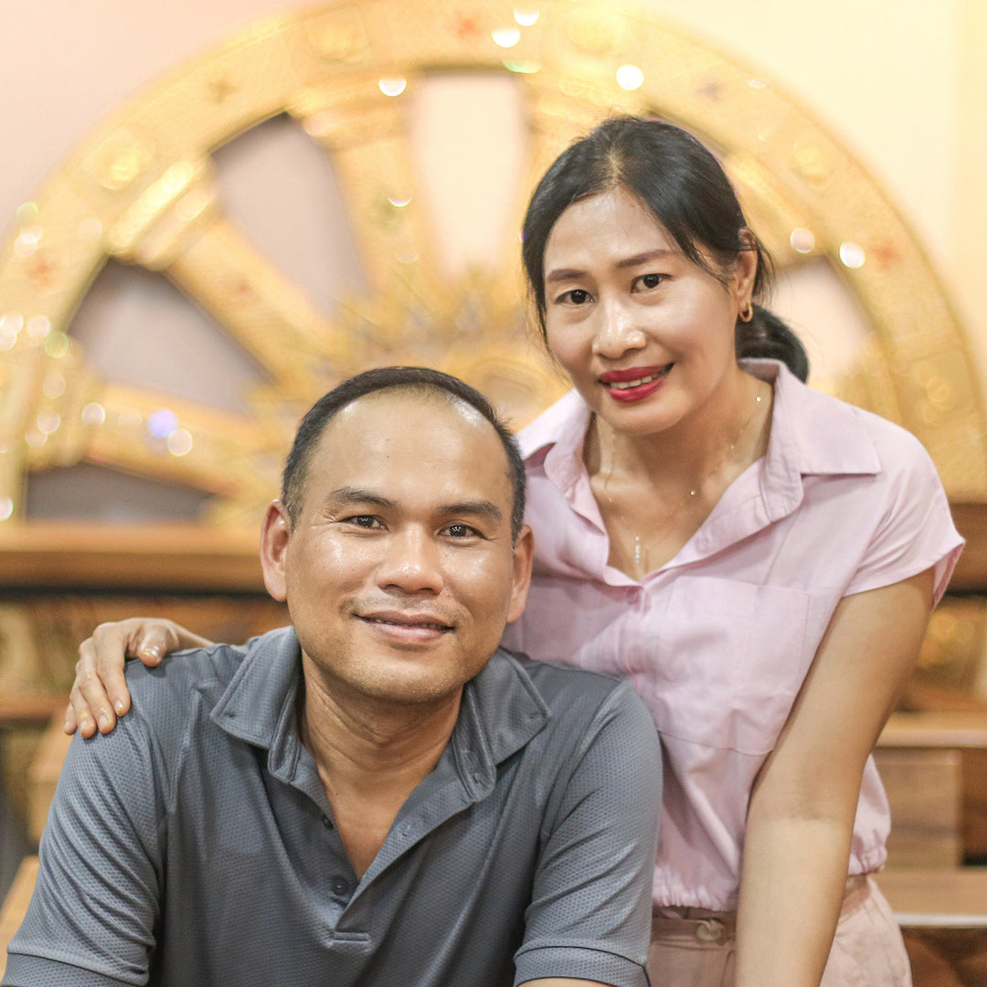 Hand-Carved Palmyra Palm Wood Salad Serving Set (Set of 2) - Island Flavor