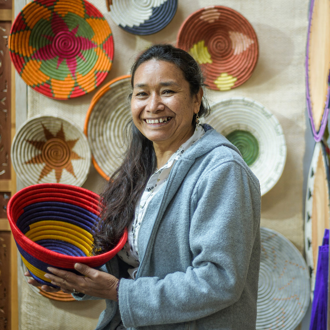 Guacamayas Natural Fiber Covered Basket from Colombia - Monserrate