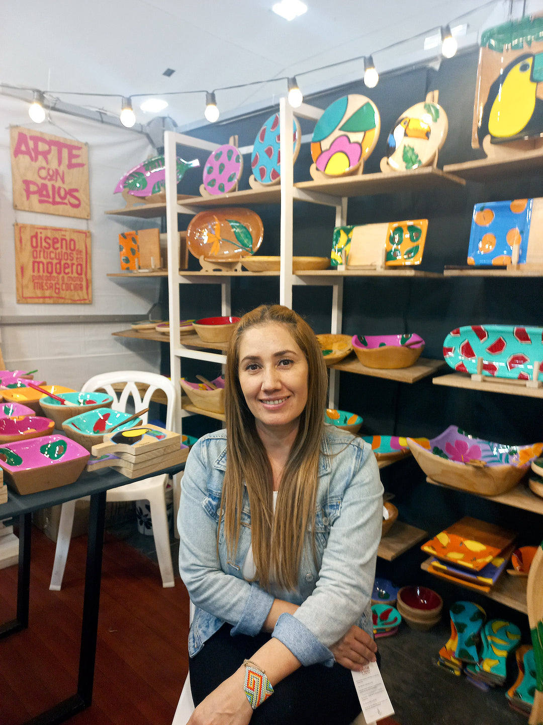 4 Banana-Themed Wood Coasters Hand-Painted in Colombia - Happy Bananas