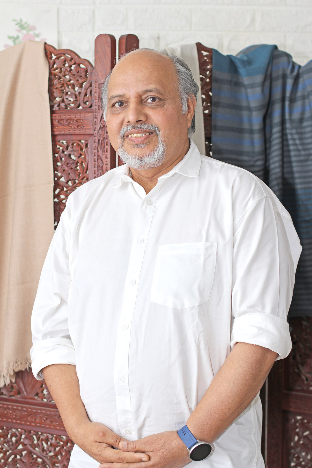 Ivory Cotton and Silk Blend Shawl with Dot Motifs - Telegraph in Ivory