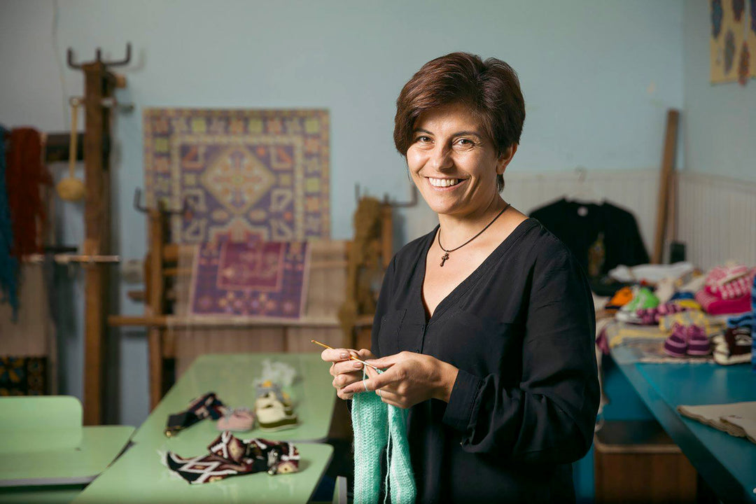 Embroidered Cotton Pouch from Armenia - Rose