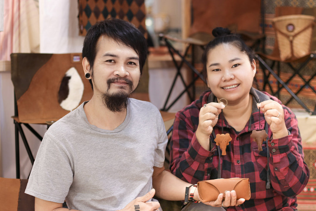 Pair of Leather Cat Keychains in Chocolate and Brown Hues - Kind Kitties