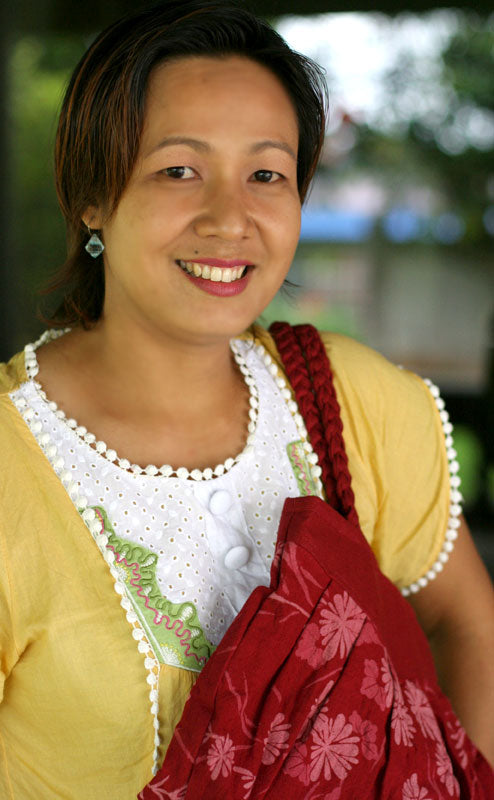 Hand Crafted Cotton Sling Handbag from Thailand - Royal Thai Emerald