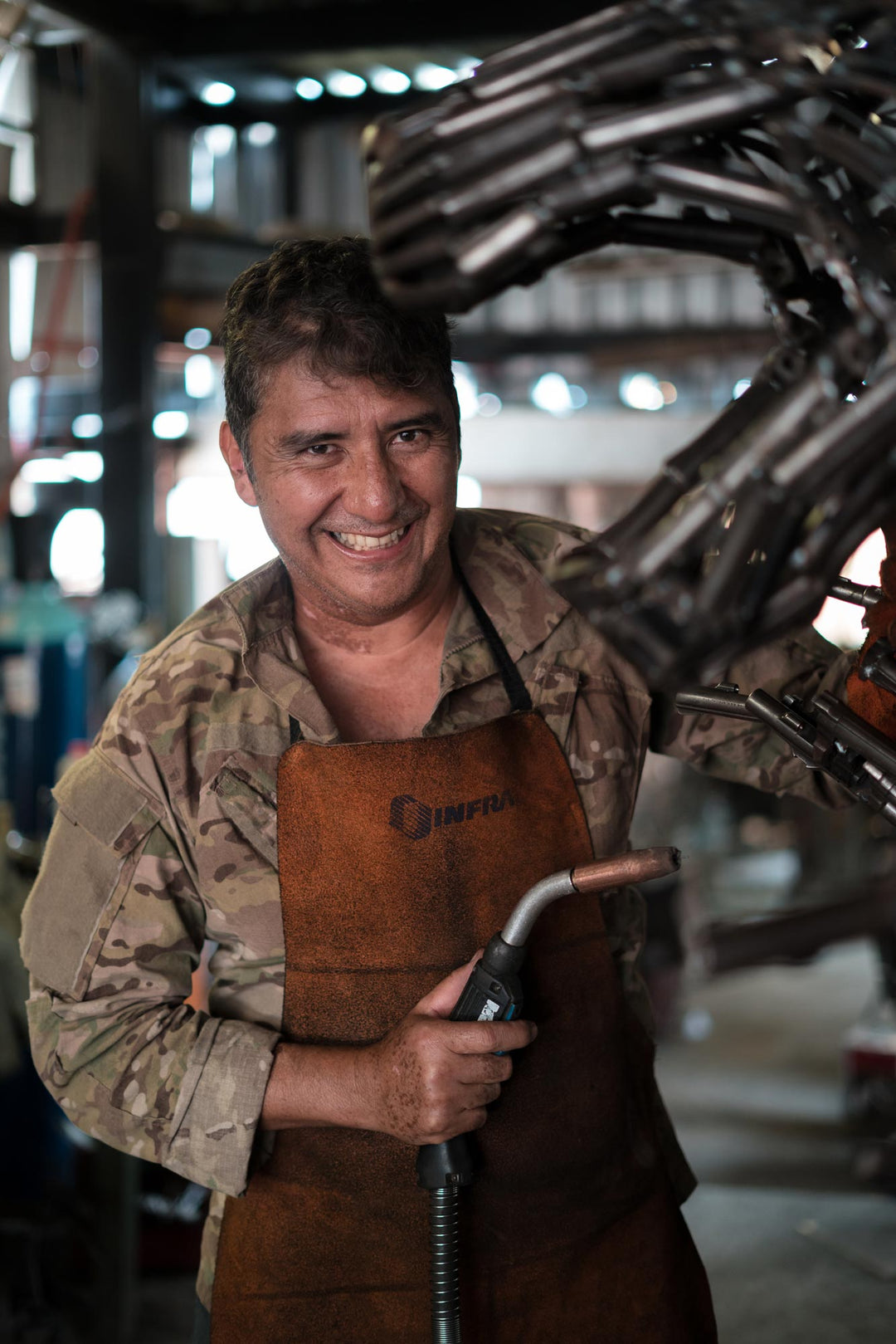 Mexican Handcrafted Recycled Auto Parts Farm Sculpture - Mechanical Farmer