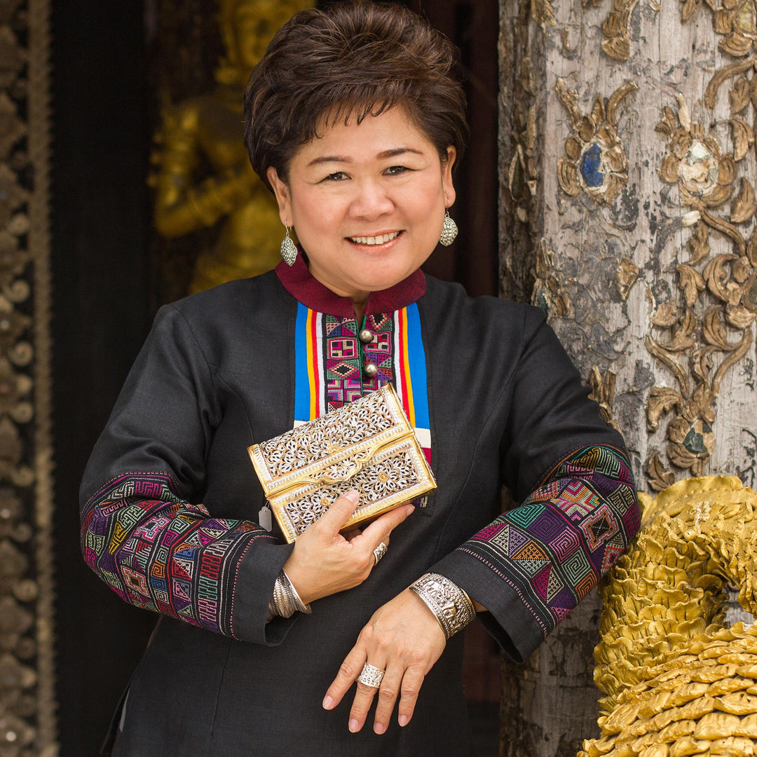 Elephant-Themed Karen Silver Wrap Ring from Thailand - Thai Journey