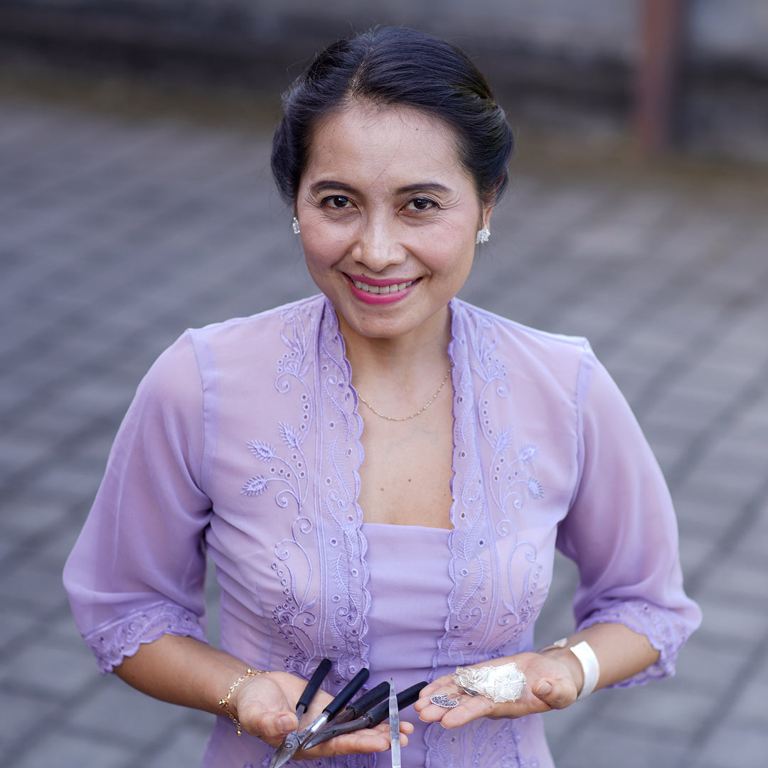 Polished Floral Sterling Silver Dangle Earrings from Bali - Blooming Union