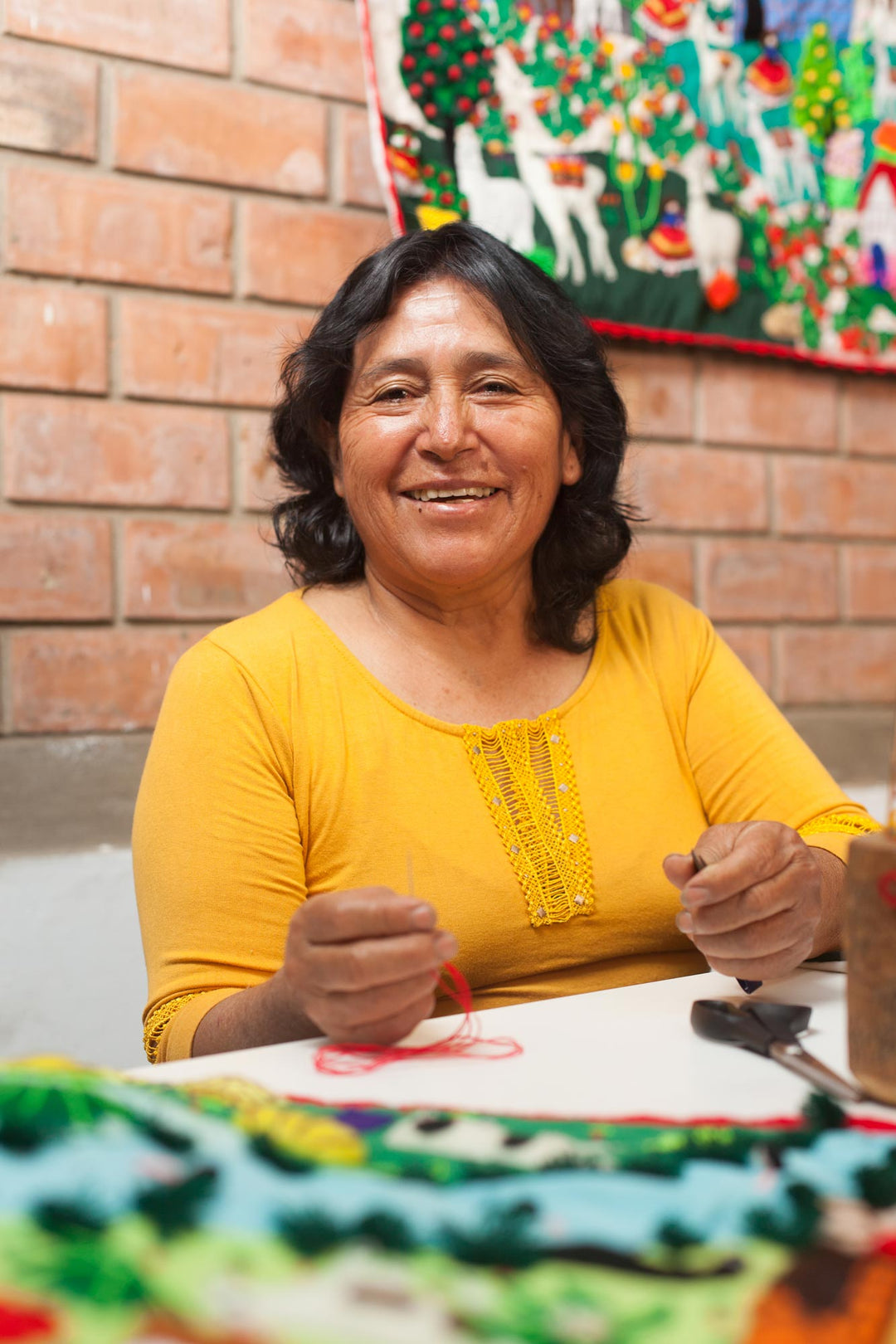 Handcrafted Arpillera Cotton Blend Cell Phone Bag from Peru - Mama of the Andes