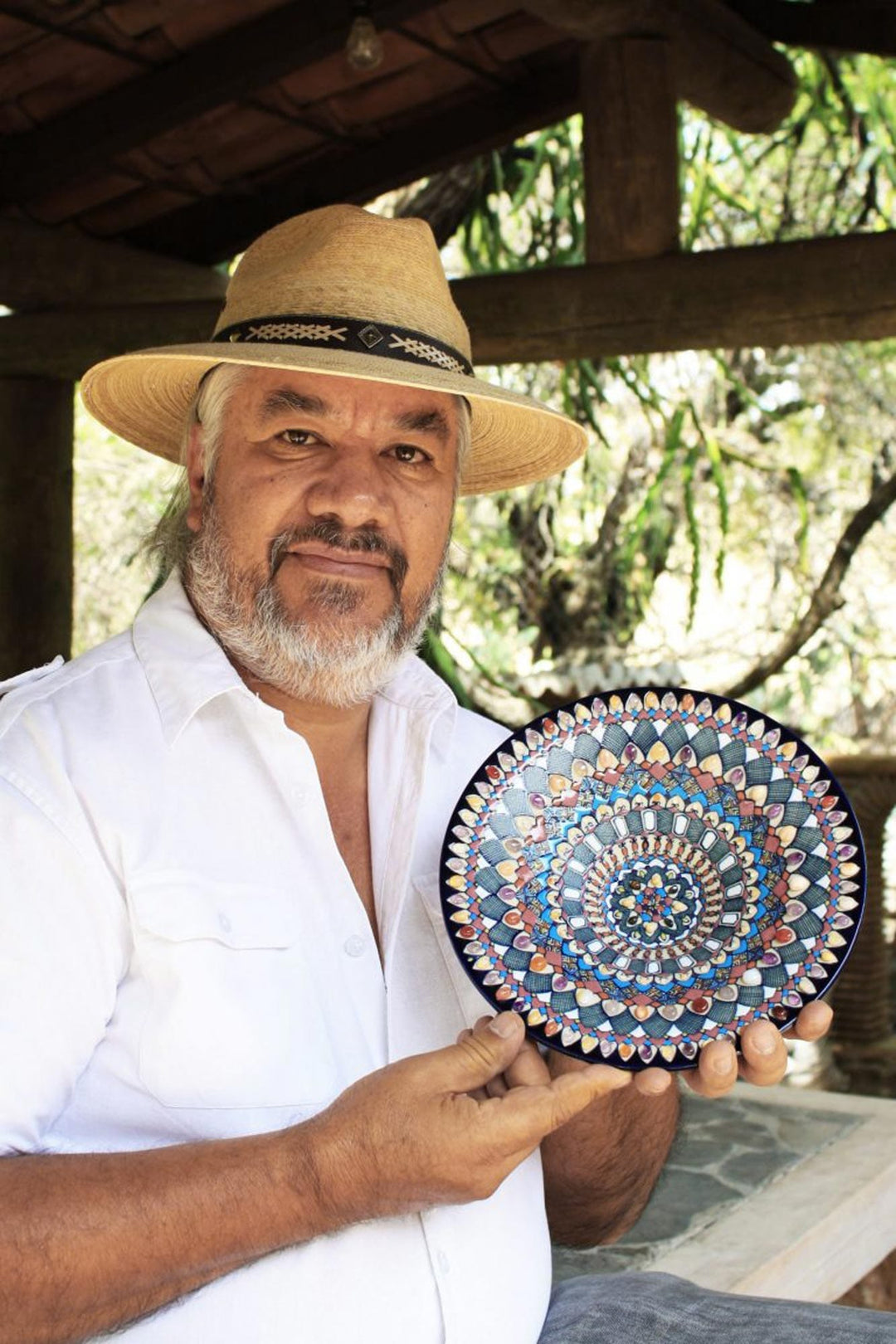 Decorative Ceramic Flask Hand Crafted in Mexico - Guanajuato Mandala
