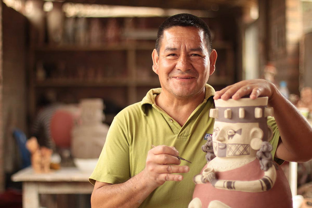 Male and Female Chancay Ceramic Replica Sculptures from Peru - Chancay Duality
