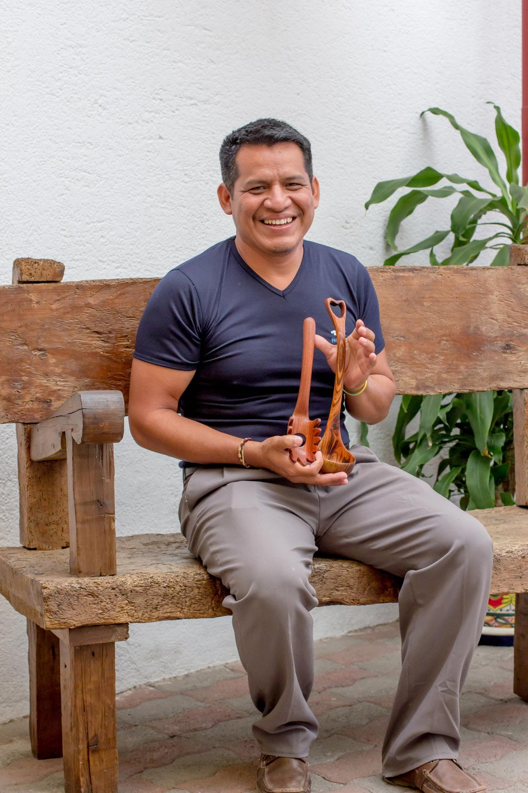 Handcrafted Dark Brown Cericote Wood Serving Spoon - Dinner in Peten