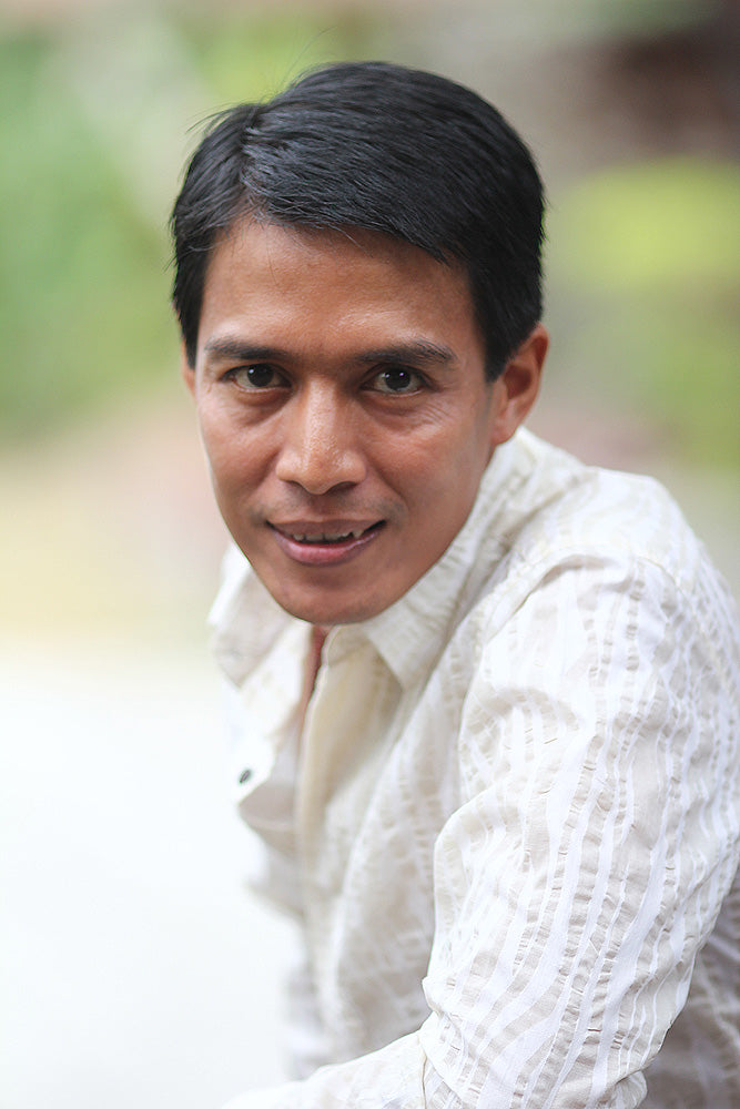 Cotton Blend Batik Infinity Scarf - Modern Zigzag