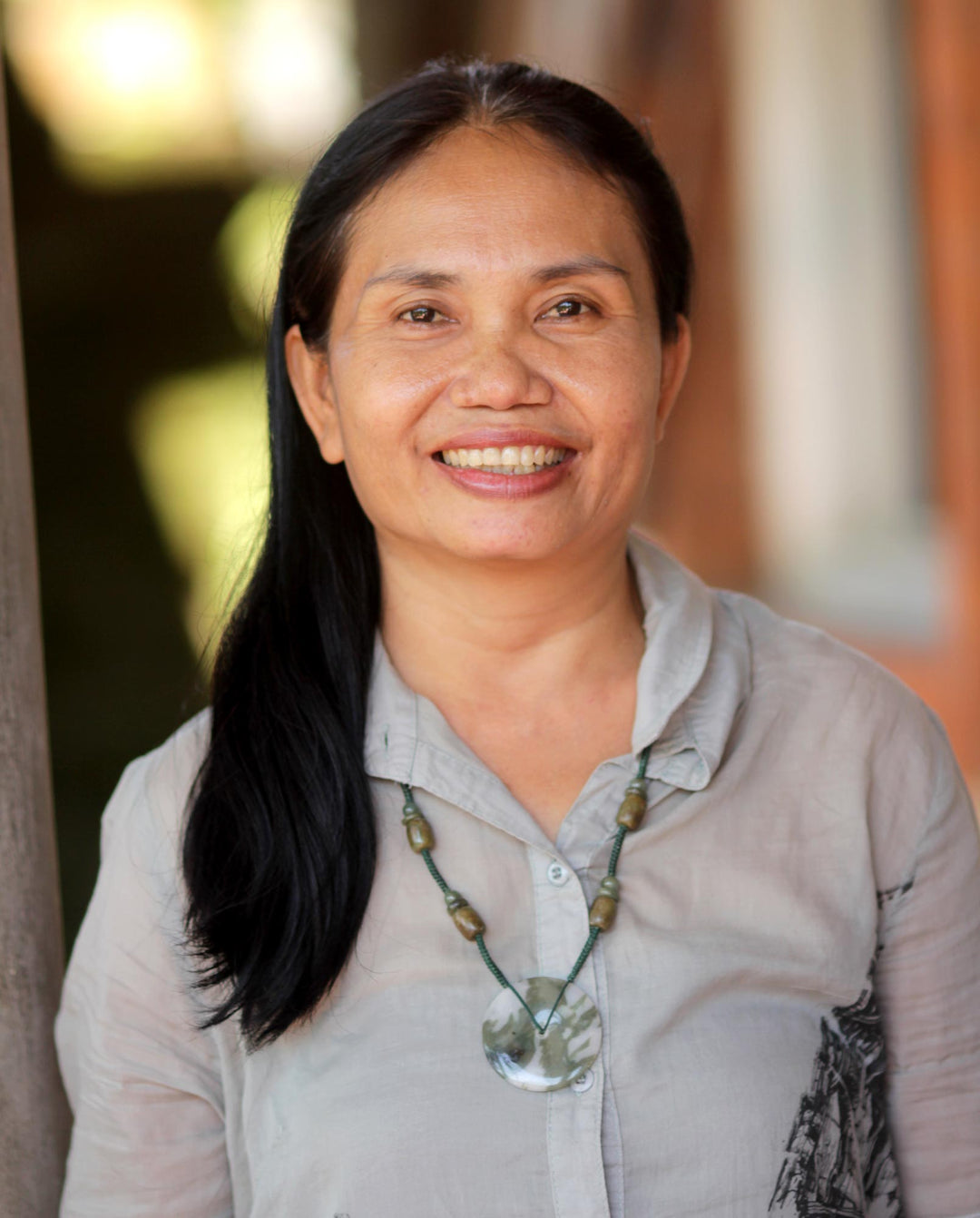 Circle Pattern Leather Clutch in Espresso from Bali - Borobudur Stars in Coffee
