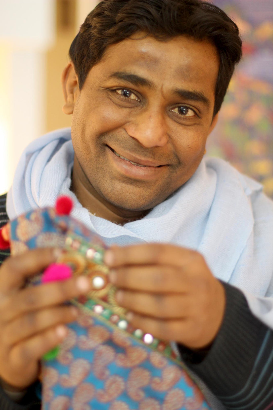 Multicolored Brocade Shoulder Bag by Indian Artisan - Paisley Parade