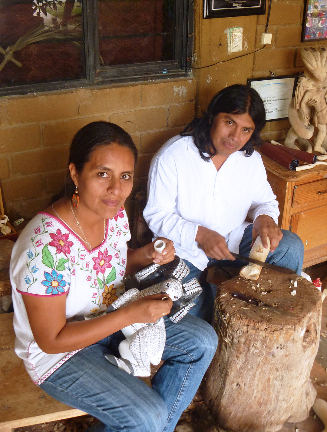 Hand Crafted Mexican Folk Art Yellow Lizard Sculpture - Rainbow Iguana