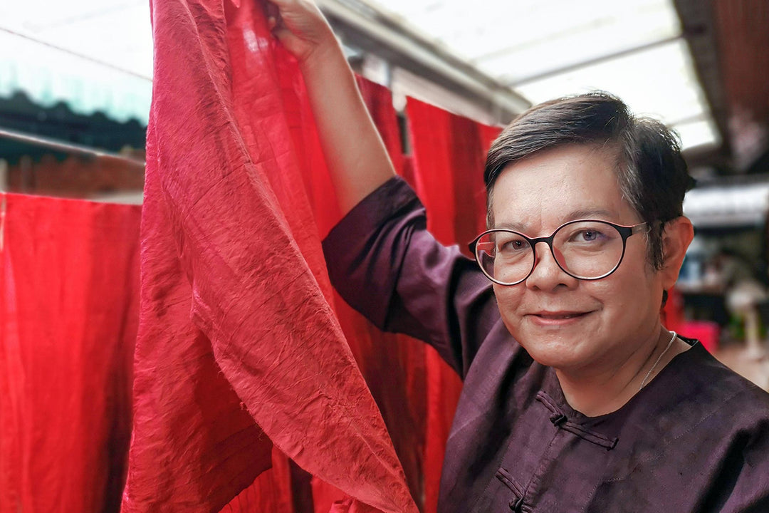 Ruby Red Tie-Dyed Handwoven Silk Scarf with Fringe - Ruby Love