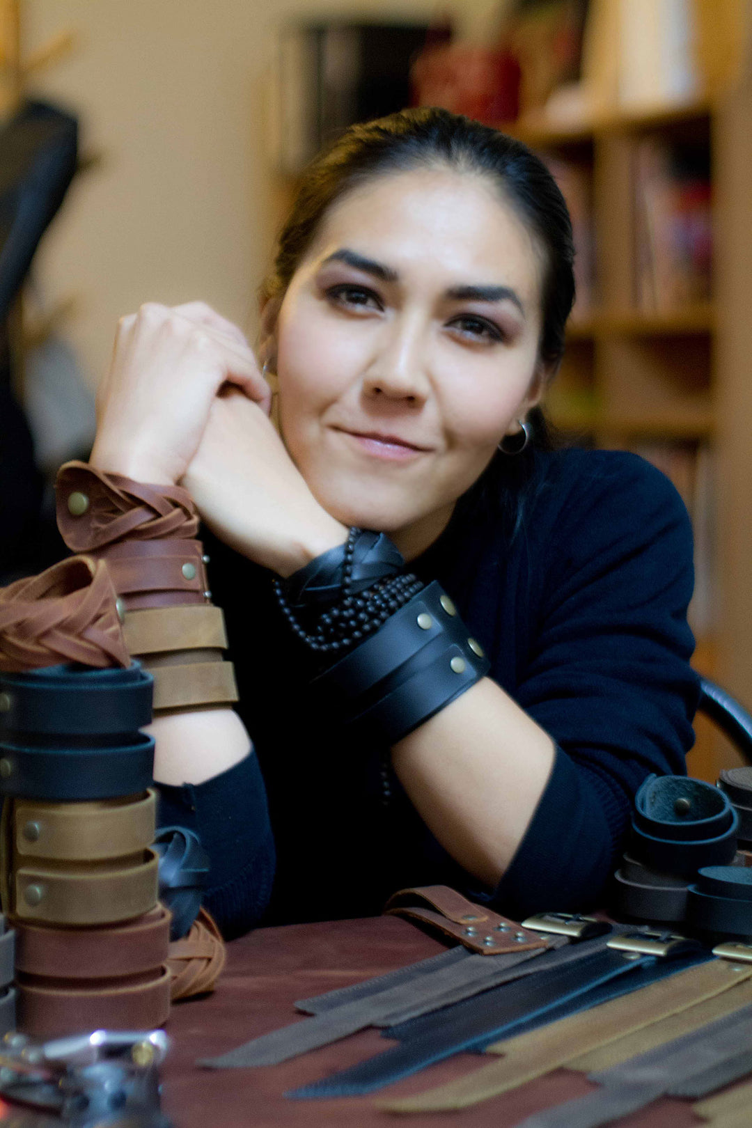 Handmade Leather and Wool Bracelet from Peru - Cusco Lands