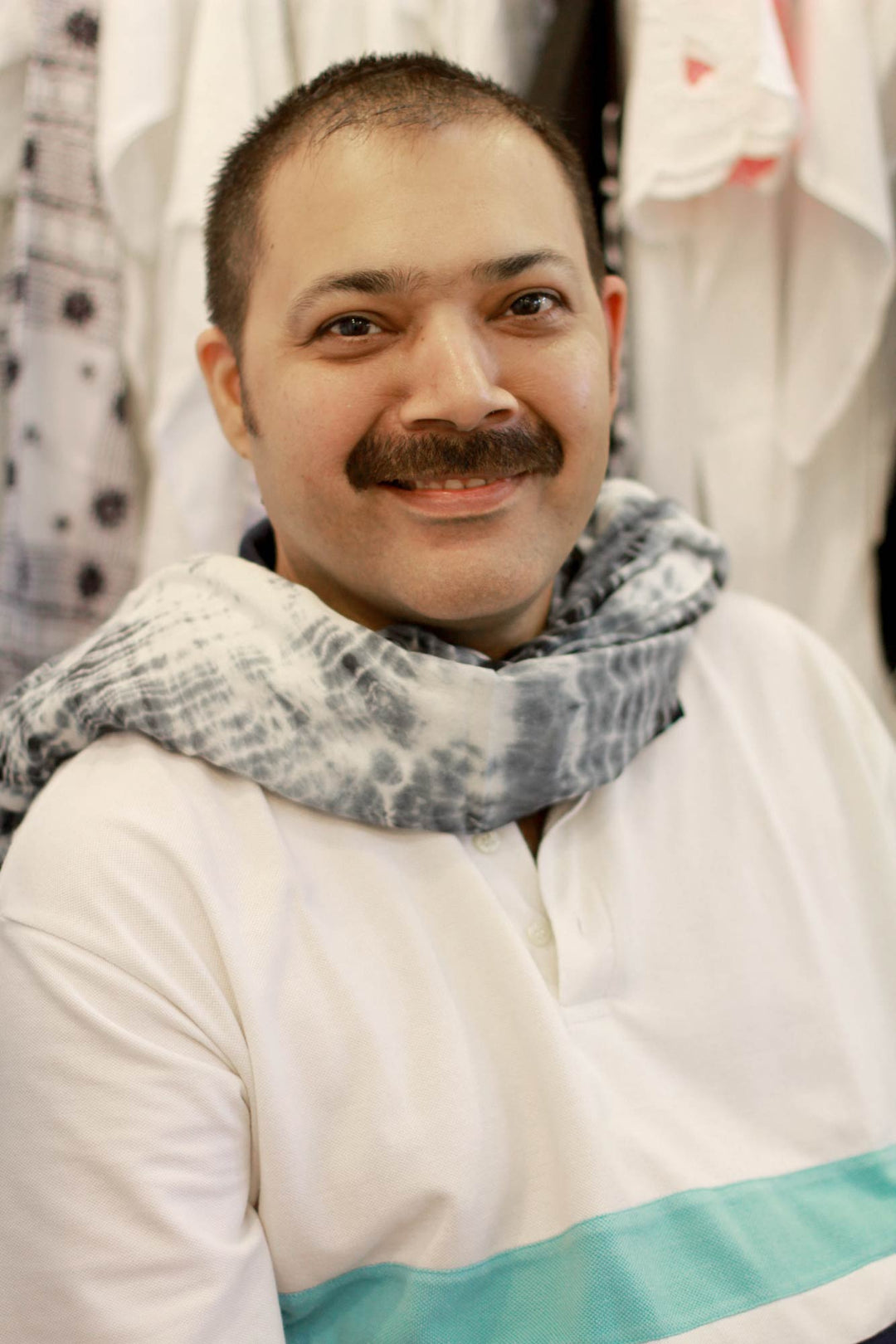 3/4 Sleeve Grey Cotton Tunic with White Machine Embroidery - Summer Elegance