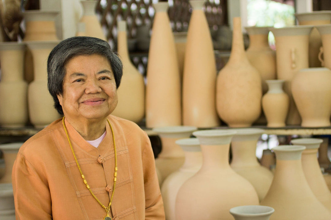 Blue Thai Celadon Ceramic Oil Burner with Orchid Motif - Sublime Orchid