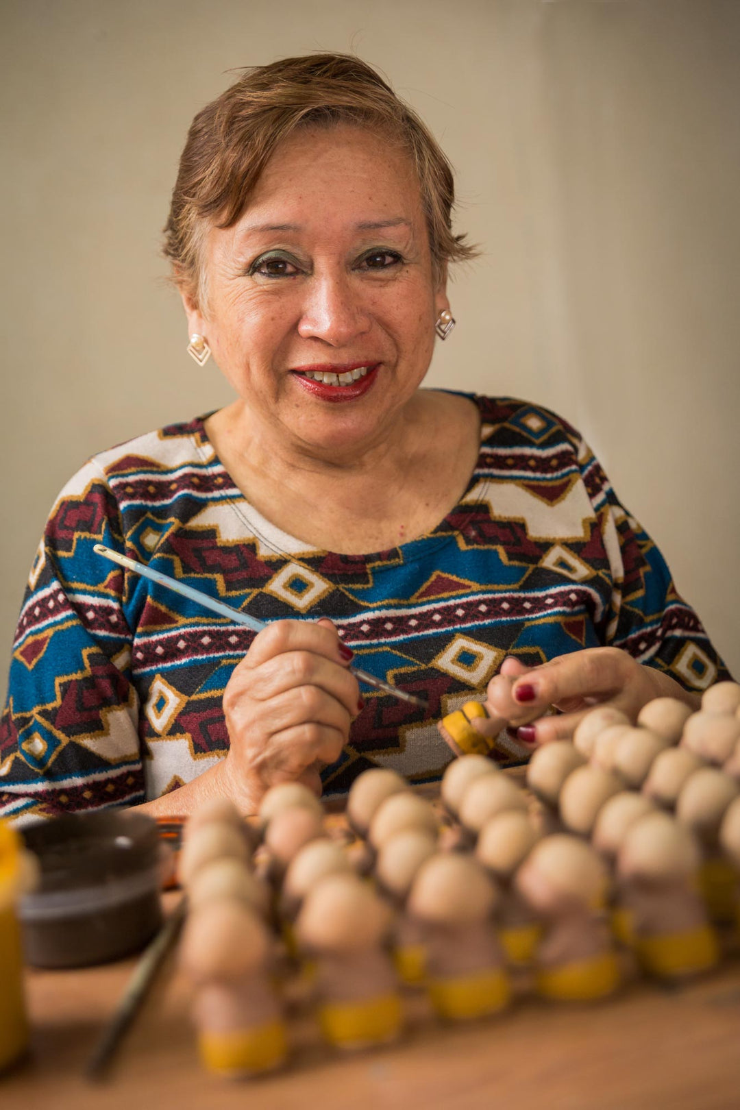 3-Pc Ceramic Nativity Scene with Woven Details from Peru - Andean Holy Family