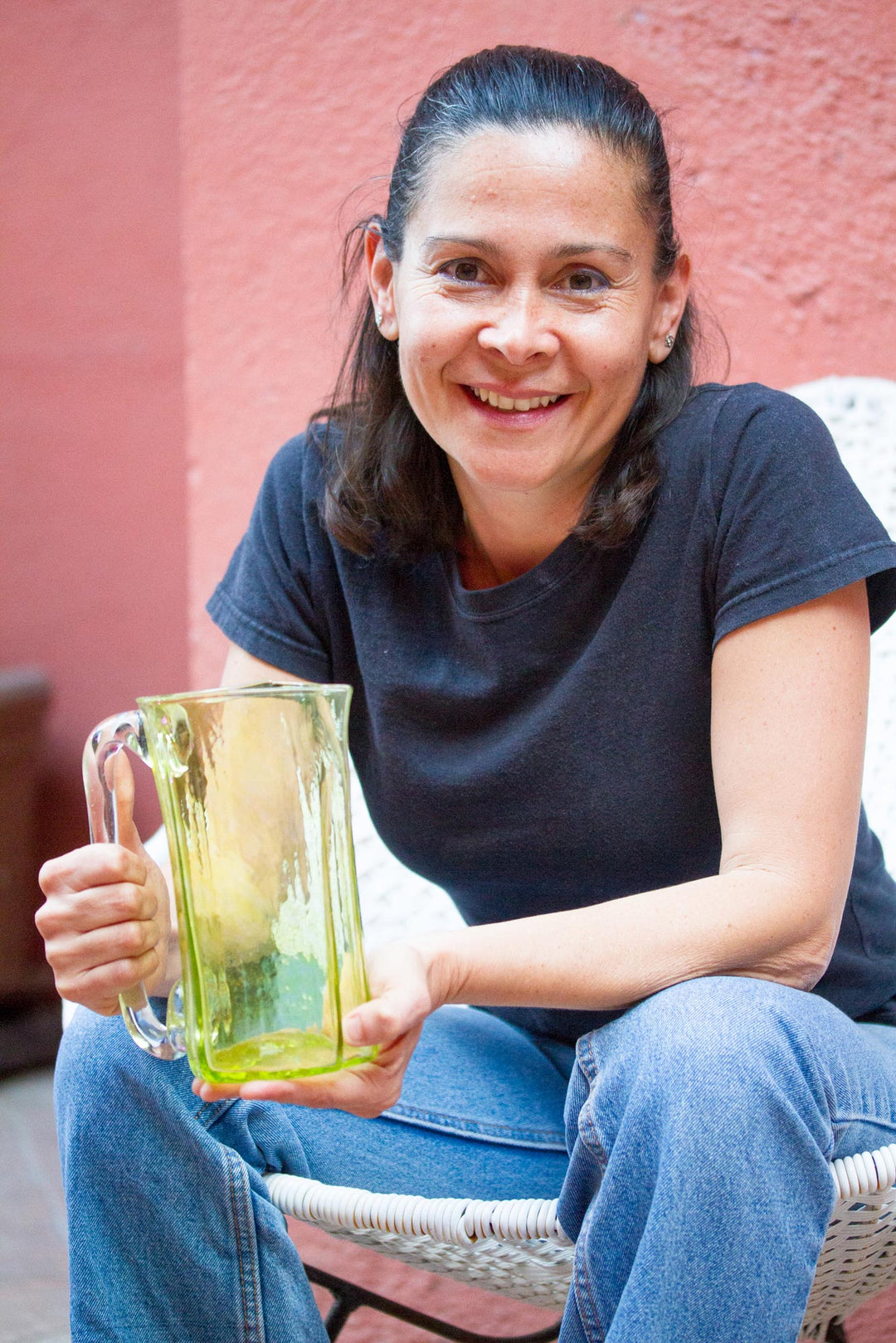 4 Hand Blown Brown Recycled Glass Juice Glasses from Mexico - Amber Relaxation