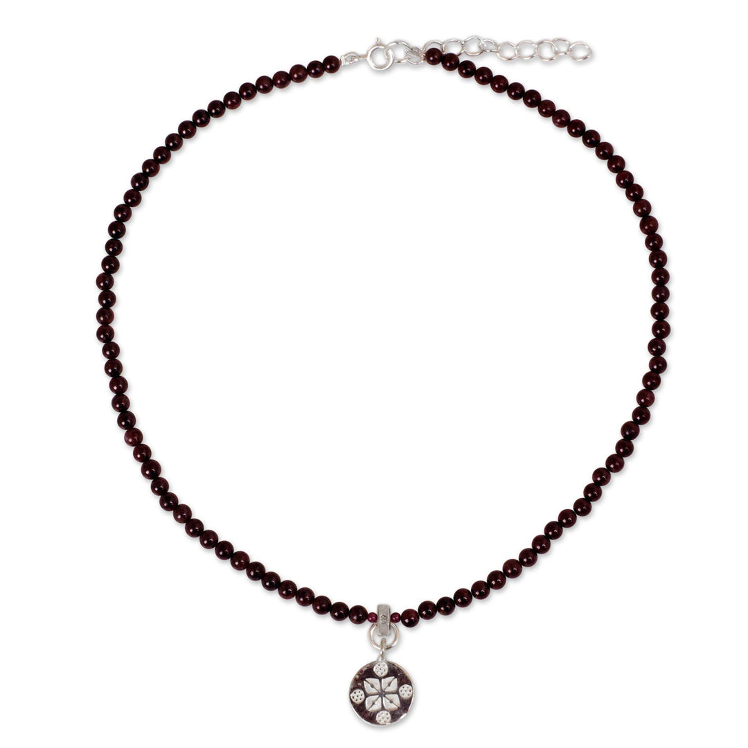 Garnet and Sterling Silver Choker - Lucky Charm