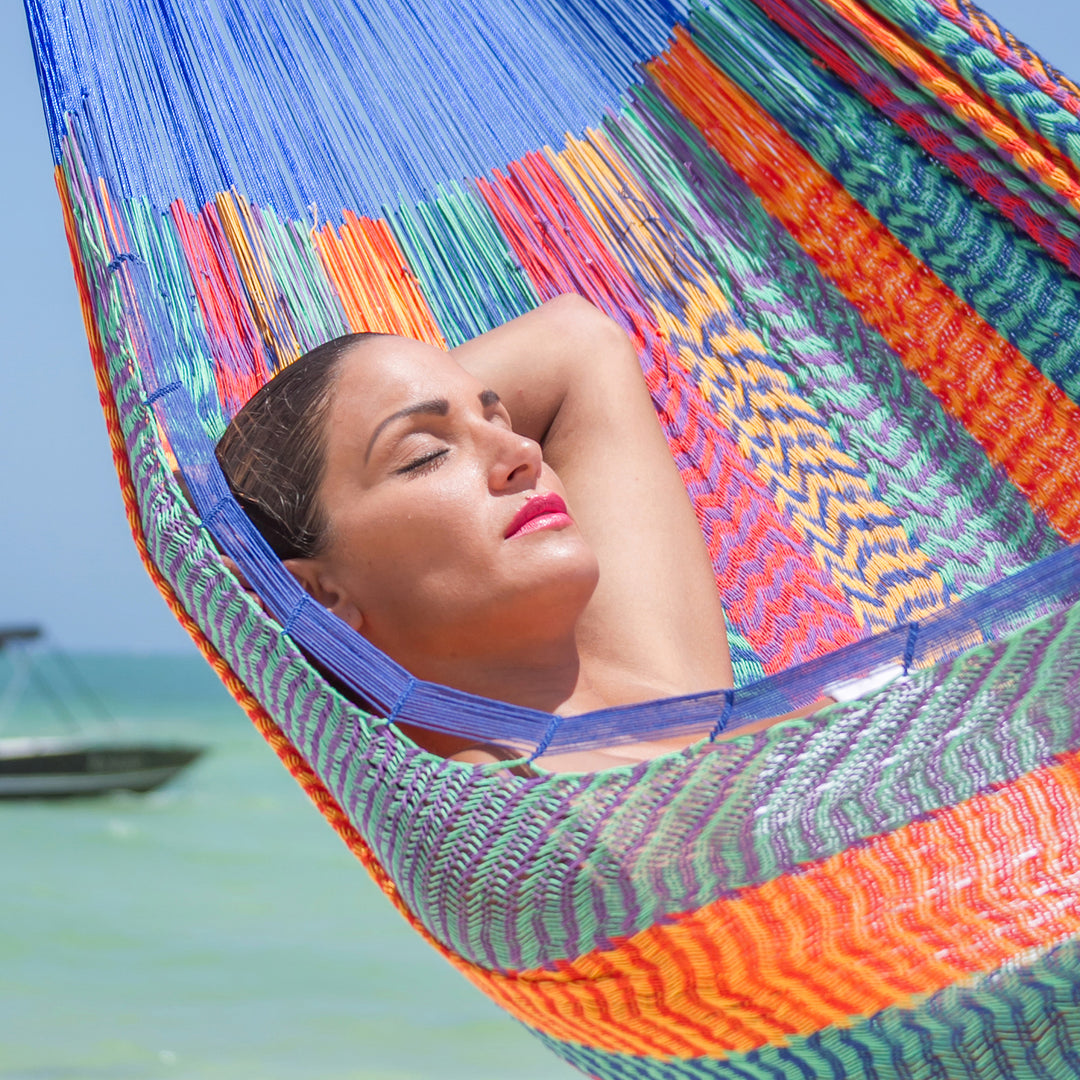 Cotton Striped Rope Hammock (Double) - Colors of Mexico