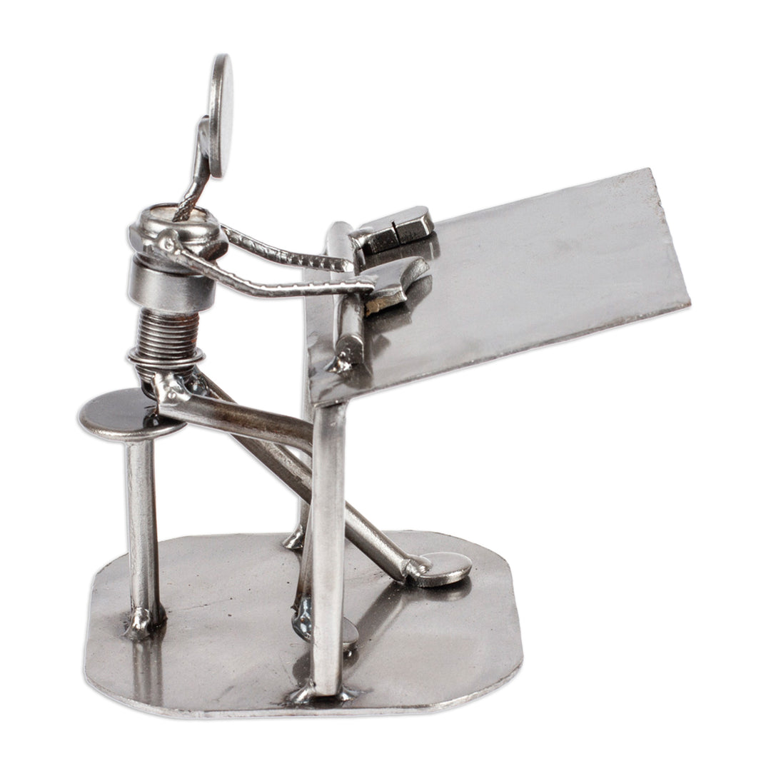 Recycled Metal and Auto Parts Drafting Table Sculpture - Rustic Architect