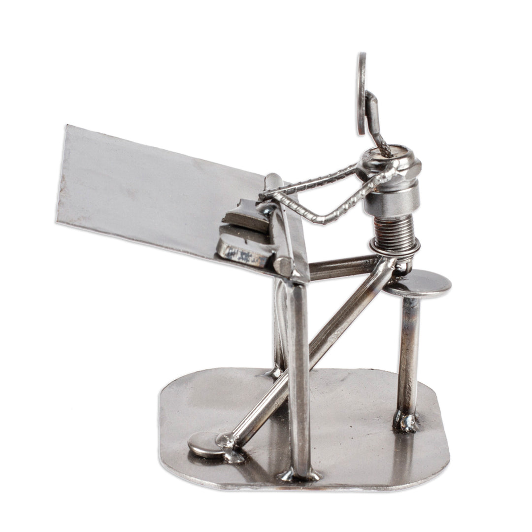 Recycled Metal and Auto Parts Drafting Table Sculpture - Rustic Architect