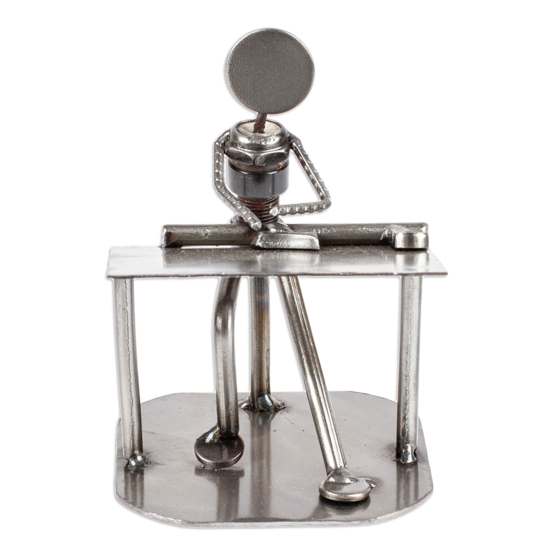 Recycled Metal and Auto Parts Drafting Table Sculpture - Rustic Architect