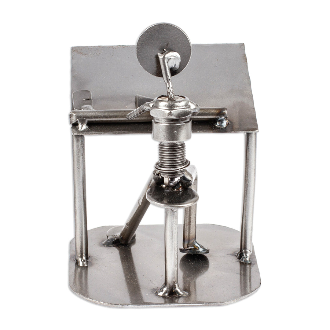 Recycled Metal and Auto Parts Drafting Table Sculpture - Rustic Architect
