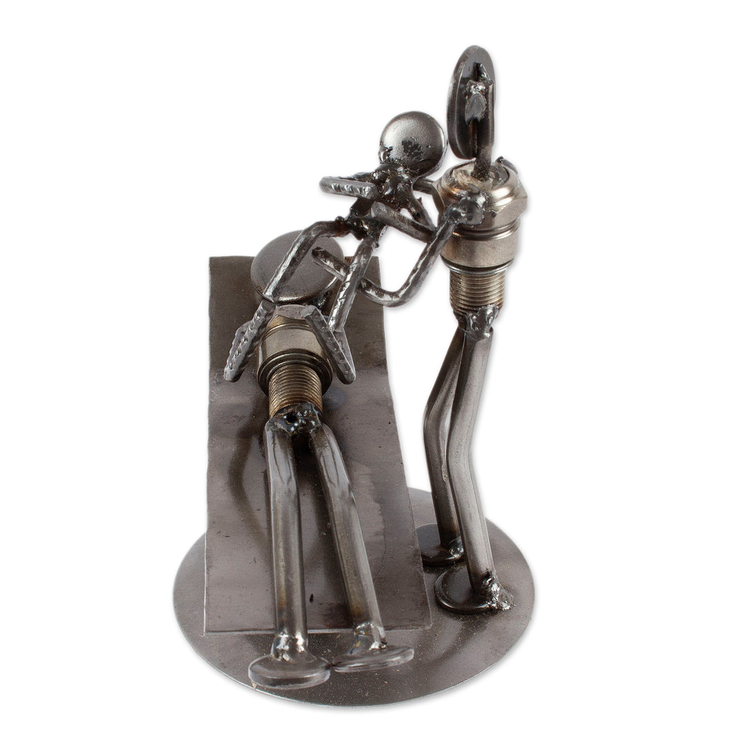 Hand Crafted Recycled Auto Parts and Metal Sculpture - Baby is Born