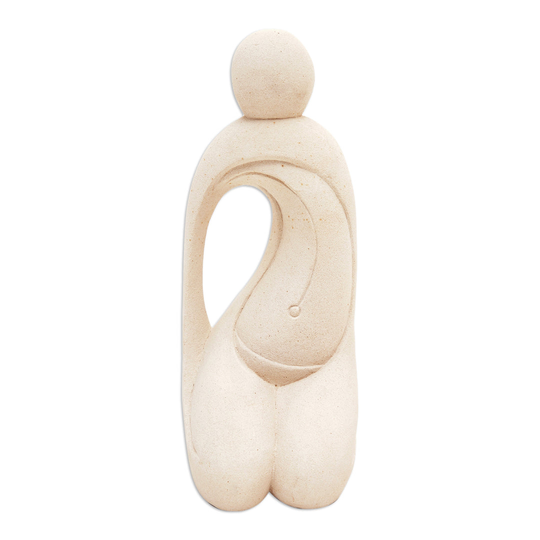 Hand-Carved Semi-Abstract Female Form Sandstone Sculpture - Graceful Movement