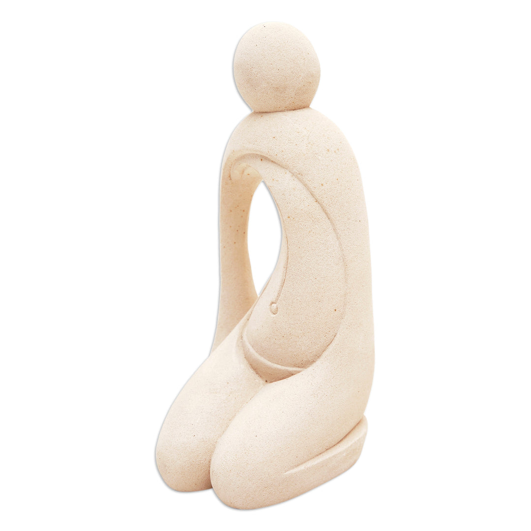 Hand-Carved Semi-Abstract Female Form Sandstone Sculpture - Graceful Movement