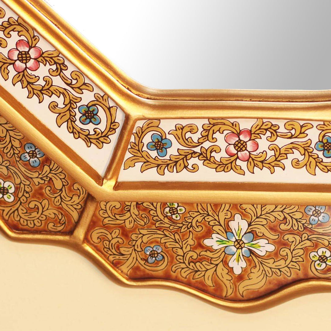 Collectible Reverse Painted Glass Handmade Mirror - Golden Star