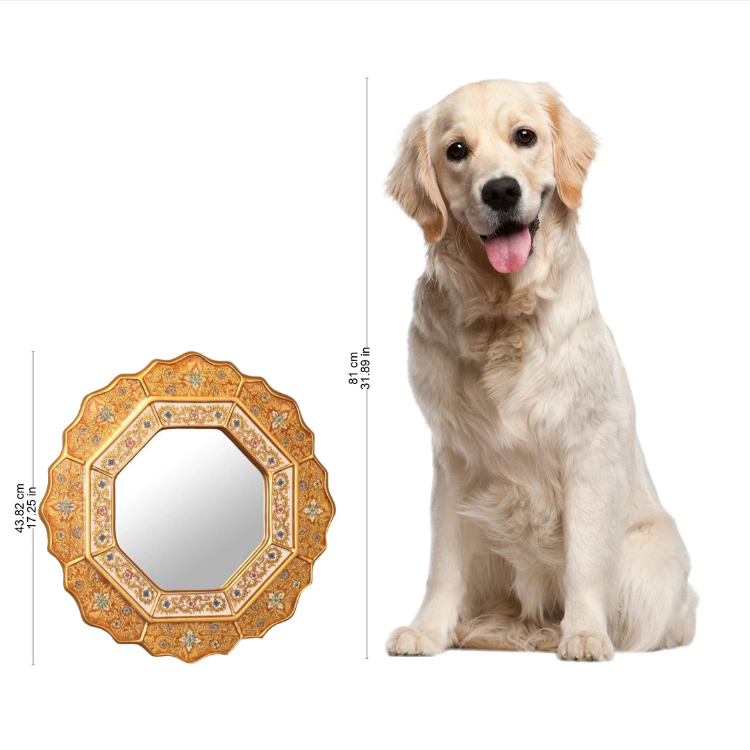 Collectible Reverse Painted Glass Handmade Mirror - Golden Star