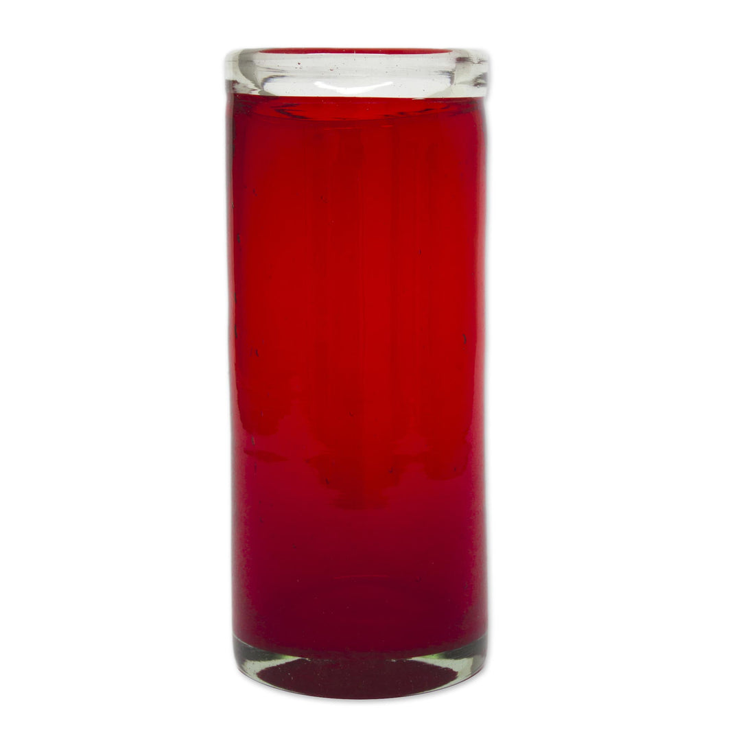 Red Hand Blown Mexican Highball Glasses Set of 6 - Festive Ruby