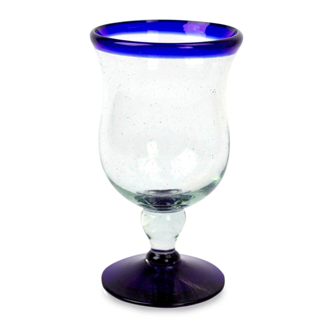 Collectible Handblown Glass Goblets Drinkware Set of 6 - Spring Skies